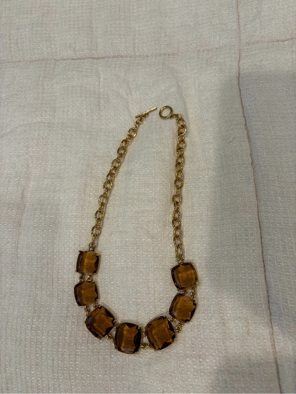 Gold Chain Necklace with Amber Gemstones